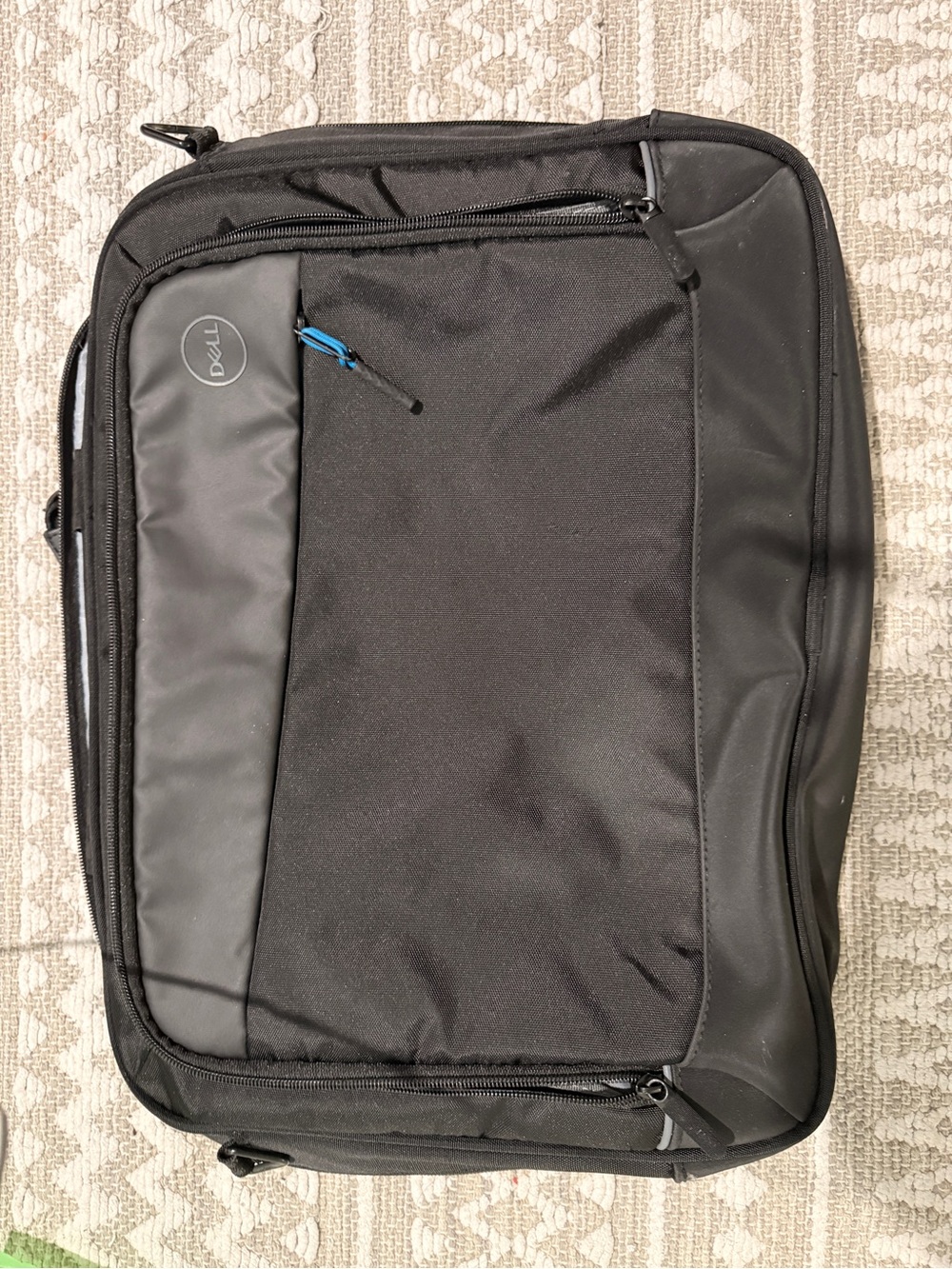 Dell Black Men's Laptop Briefcase with Blue Zip Accent